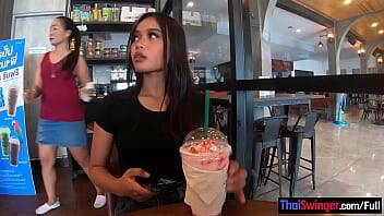 Starbucks coffee date with gorgeous big ass Asian teen girlfriend - Thailand on freereelz.com