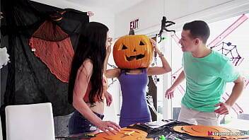 Stepmom's Head Stucked In Halloween Pumpkin, Stepson Helps With His Big Dick! - Tia Cyrus, Johnny on freereelz.com