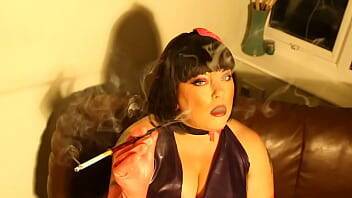 Latex Clad BBW Tina Snua Smoking A Cork Cigarette In A Long Holder - Glove Fetish - Britain on freereelz.com