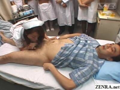 Japanese hospital nurse training day milking patient - Japan on freereelz.com