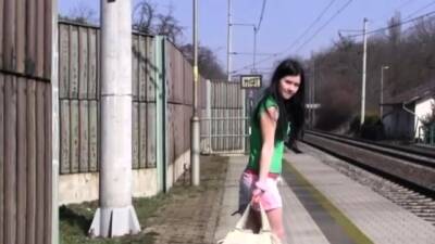 Teen and big monster Masturbating at the train station on freereelz.com