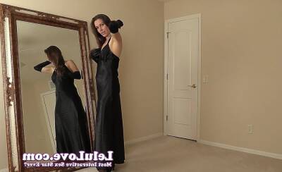 Elegant classy woman strips gown stockings heels gloves for YOUR joi on freereelz.com