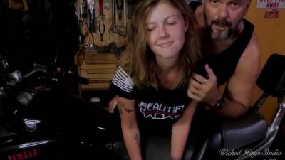 Please Spunk In My Bum Biker Babe Lets Me on freereelz.com