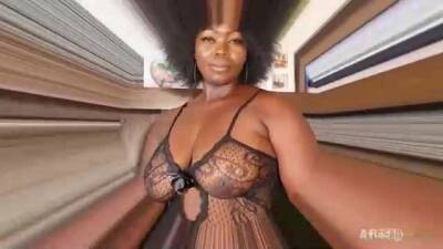 Voluptuous Ebony woman in erotic bodystocking is cheating on her partner and enjoying it a lot on freereelz.com