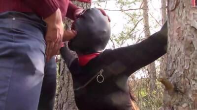 Tied To A Tree, Masked And Outdoor Deepthroat With No Mercy on freereelz.com