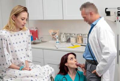 Doctor fucks patient and nurse on the table on freereelz.com