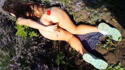 In Lavender Field # Pee On Flowers # Butt Plug Flashing In Nature on freereelz.com