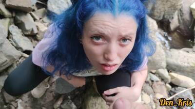 Cute Schoolgirl With Blue Hair Gives Blowjob And Sex To Get Cum On Face on freereelz.com