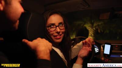 Babe in glasses Casey Calvert is fucked hard by one kinky passenger on freereelz.com