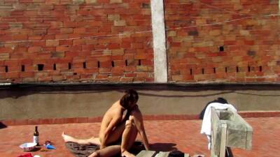 Amateur Sex Horny Couple Fun In Terrace Outside Part1 on freereelz.com