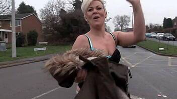 Dexy milf pisses herself in public and shows her ass to passing cars - Britain on freereelz.com