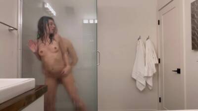 Steamy Glass Shower: Hot Couple On Vacation on freereelz.com