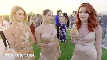 Three bridesmaids with wet tight pussies and one cock on freereelz.com