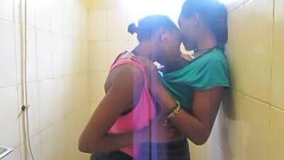 Hot Black Lesbians Playing With Eachother in Bathroom on freereelz.com