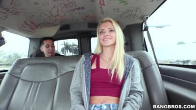 Cute blonde shares her first bang bus experience on freereelz.com