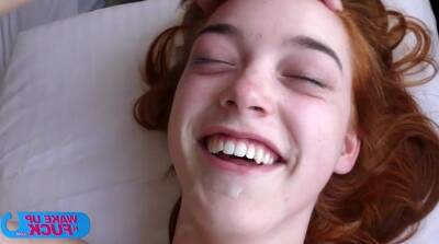 Slender redhead teen fucked by 2 horny old guys in bed on freereelz.com