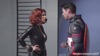 Captain America fucks ginger woman with fake tits and juicy ass Peta Jensen on freereelz.com