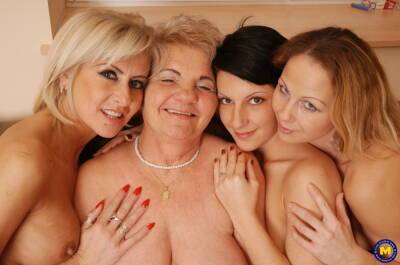 Lesbian porn with granny in hot foursome on freereelz.com