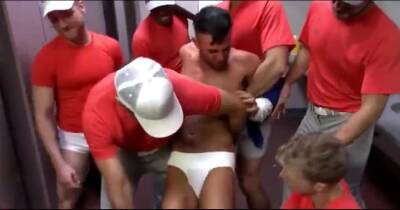 Brutal restroom gangbang on freereelz.com