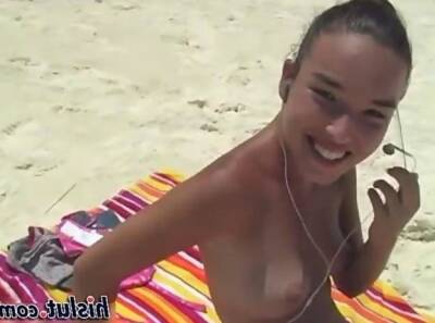 She is a sweet teen at the beach having fun on freereelz.com