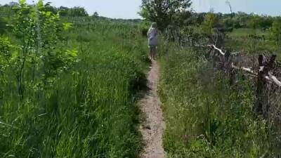 Chubby blonde is sucking a rock hard dick in the nature, before getting stuffed with it on freereelz.com