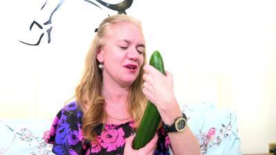 First time busty granny tries such a big cucumber on freereelz.com