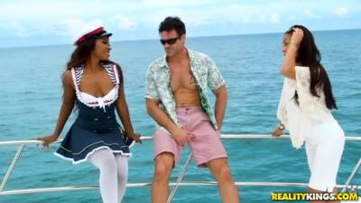 Ebony sailor woman Skylar Nicole gets her pussy rammed on the yacht on freereelz.com