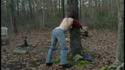 My slut tied to a tree and fucked rough on freereelz.com