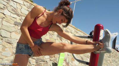 Sexercise - sexy sporty Spanish teen julia roca fucked after workout on the beach - Spain on freereelz.com