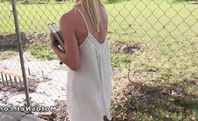 Braless blonde bangs in public on freereelz.com