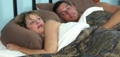 Sweet blonde mommy was awoken for quick sex by her randy stepson on freereelz.com