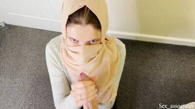 Young Muslim Pregnant Wife In Hijab Trained By Her Husbund On How To Please A Man on freereelz.com