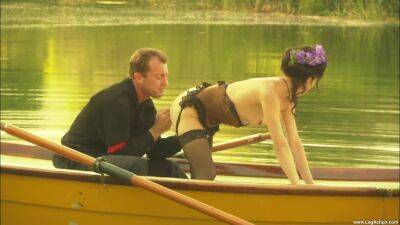 Wife sucks dick naked during a sensual boat trip by the lake on freereelz.com