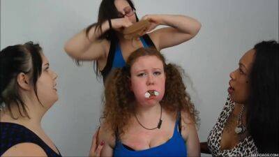 Thick Redheaded Bondage Slut Heavily Gagged By Three Lezdom Mistresses - Usa on freereelz.com