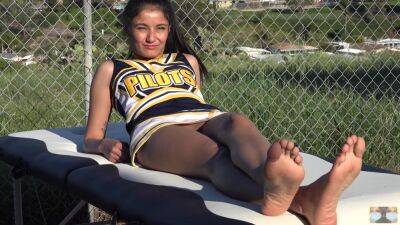 Public Voyeur Sunbathing Cheerleader Feet No Panties on freereelz.com