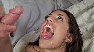 Appealing Latina teen swallows after getting laid like a pro on freereelz.com