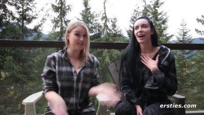 Lesbian Couple Enjoy Far Away Sex - Blonde and brunette flirting outdoors - Germany on freereelz.com