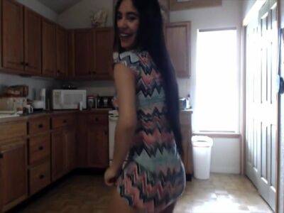 Brunette Dancing In Tight Skirt on freereelz.com