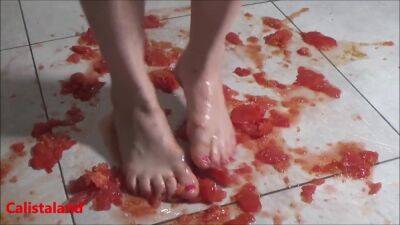 Several Tomatoes Are Crushed Under My Wonderful Bare Feet on freereelz.com