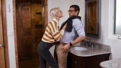 When Nerds Attack part 1 - Blonde student in glasses Skye Blue fucked in bathroom - Usa on freereelz.com