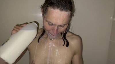 Milk Shower - Cold Freezing Milk Poured Over My Naked Body on freereelz.com