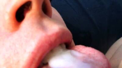 Swallowing a hot load of gooey cum on freereelz.com