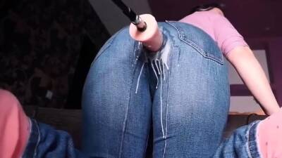 Creamy Squirt Dripping from MILF Jeans from Mechanical Dick on freereelz.com