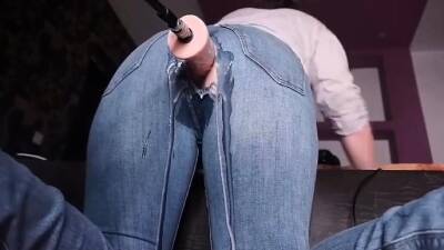 Machine Dick through her Jeans makes Mom Cream so Hard on freereelz.com