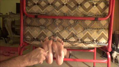 Horny amateur loves BDSM and having someone tickling her feet on freereelz.com