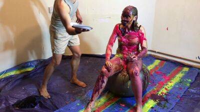 Very Naughty Sexy Girl, Playing With Custard Pies And Messy Slime on freereelz.com