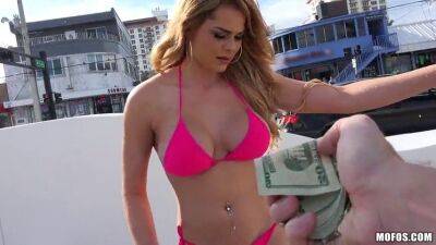 Skyla Novea Bikini Blonde Flashes for Cash on freereelz.com