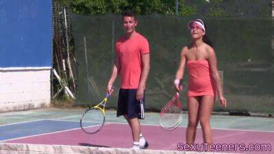 Fourway teens pussyfucked on tennis court on freereelz.com