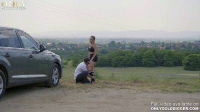 Gold Digger Audi Porking with Linda Leclair and Raul Costa - Hungary on freereelz.com