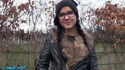 Pigtailed Nerdy Emo Chick in Glasses Has Sex Outdoors In The Woods - Czech Republic on freereelz.com